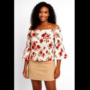Cute Floral Off Shoulder Crop Top by Ambiance